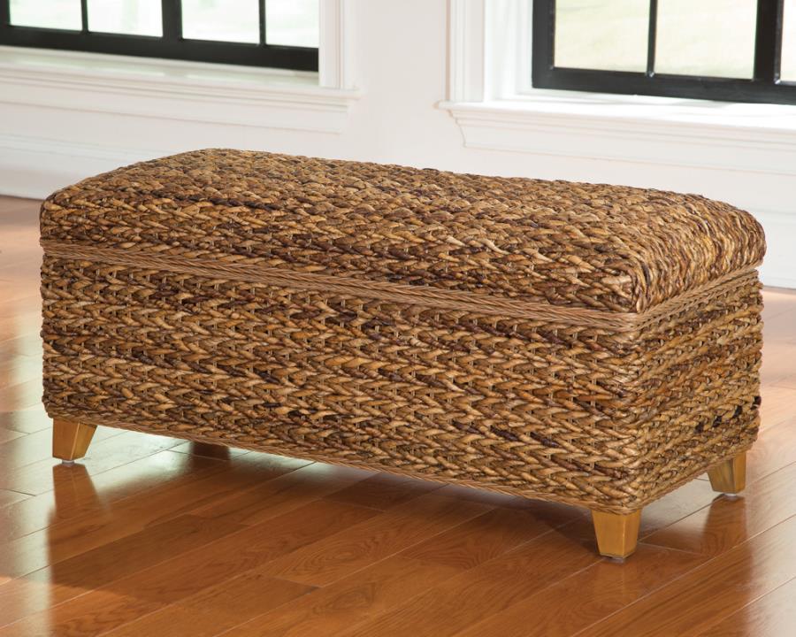 Coaster Fine Furniture Laughton - Hand-Woven Banana Leaf Storage Trunk - Amber | Meri Furniture