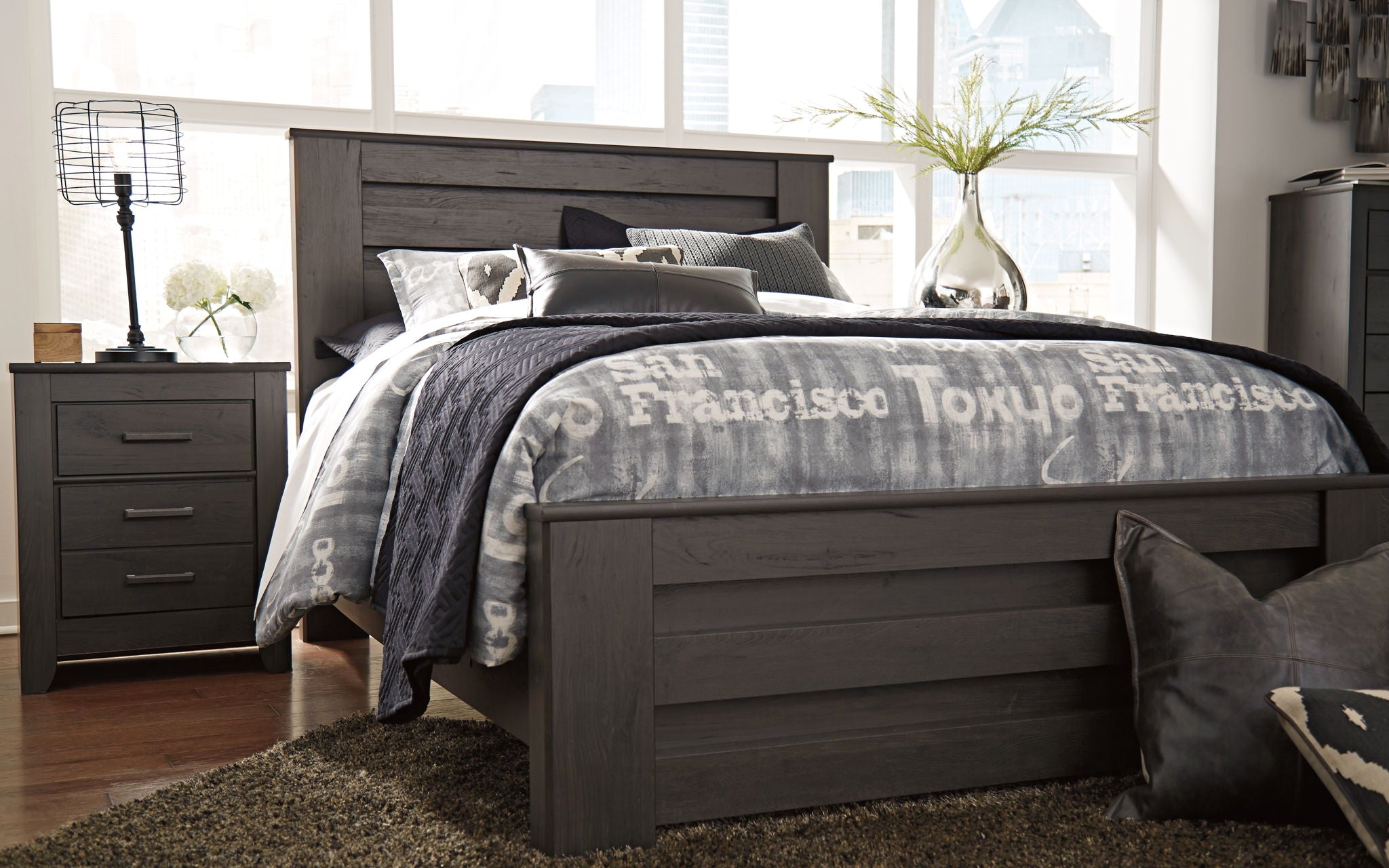 Brinxton - Two Drawer Night Stand - Charcoal