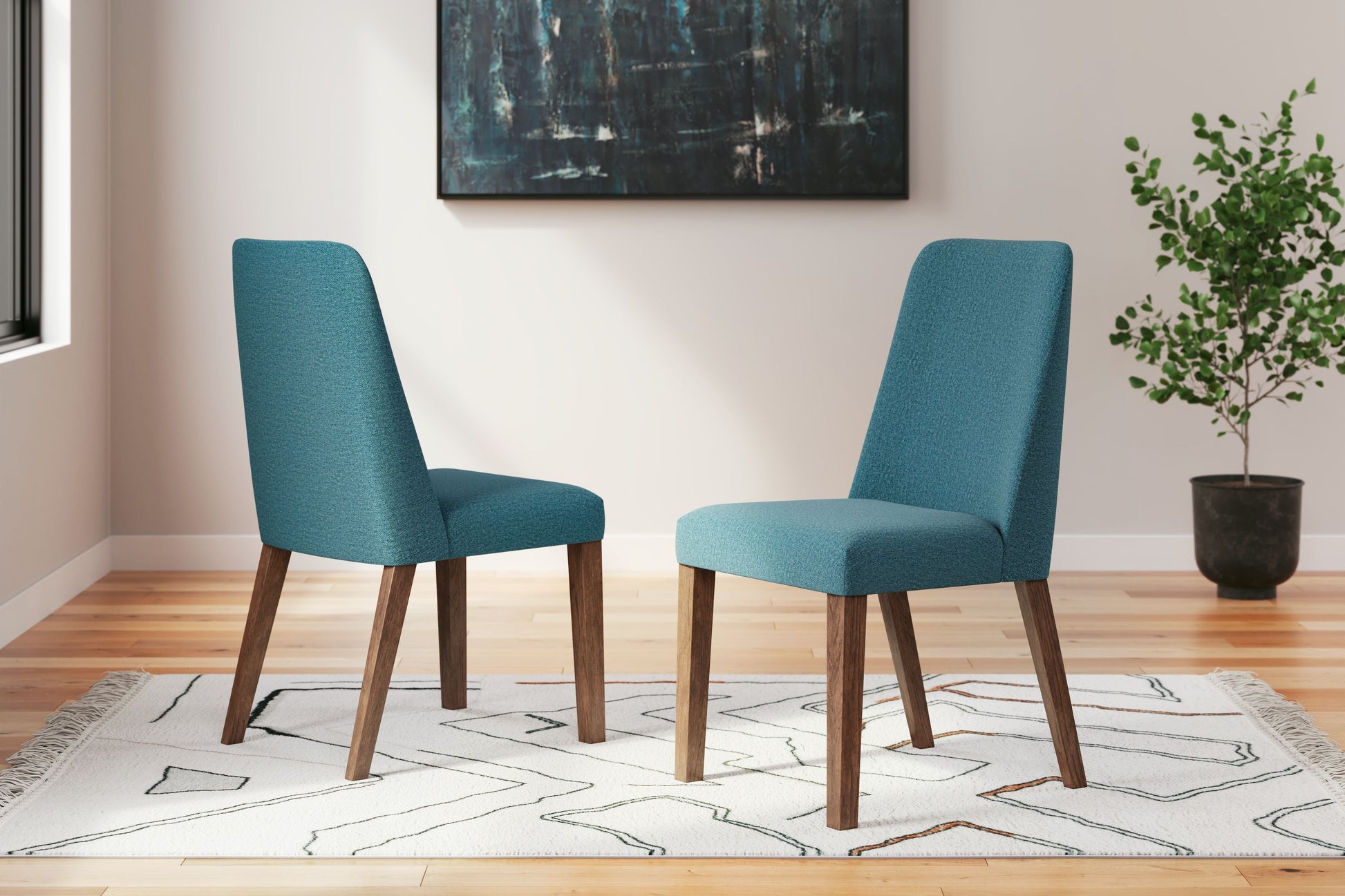 Signature Design by Ashley® Lyncott - Blue / Brown - Dining Uph Side Chair (Set of 2) | Meri Furniture