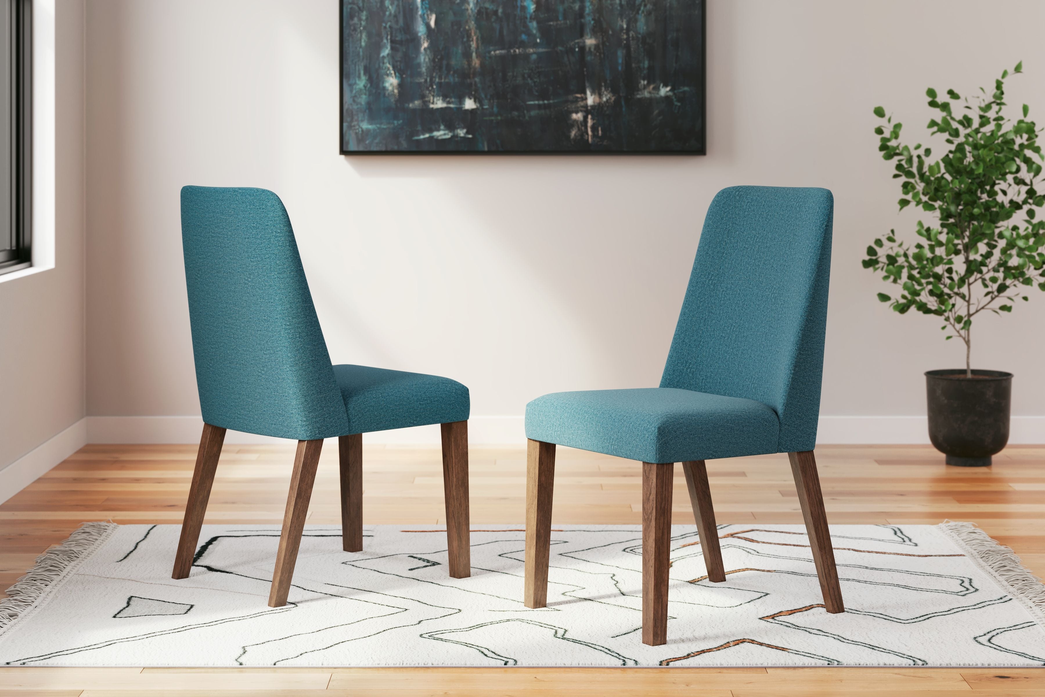 Signature Design by Ashley® Lyncott - Blue / Brown - Dining Uph Side Chair (Set of 2) | Meri Furniture
