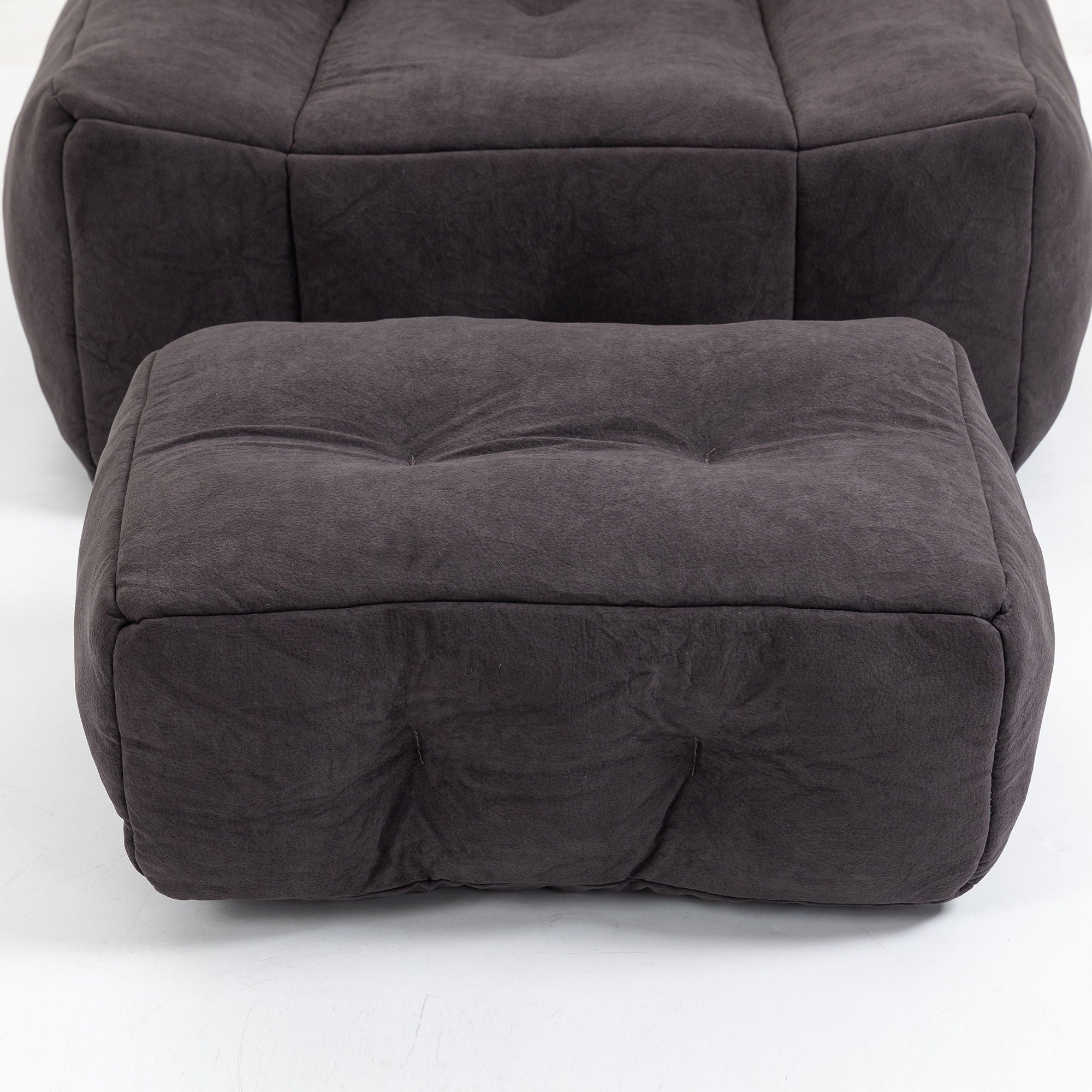 Modern Indoor Fluffy Bean Bag Chair With Memory Foam And Ottoman, Super Soft