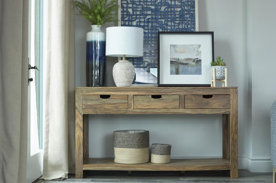 Coaster Fine Furniture Esther - 3-Drawer Wood Console Table - Natural Sheesham | Meri Furniture