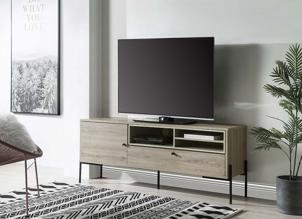 ACME Hattie - TV Stand - Rustic Oak Finish | Meri Furniture