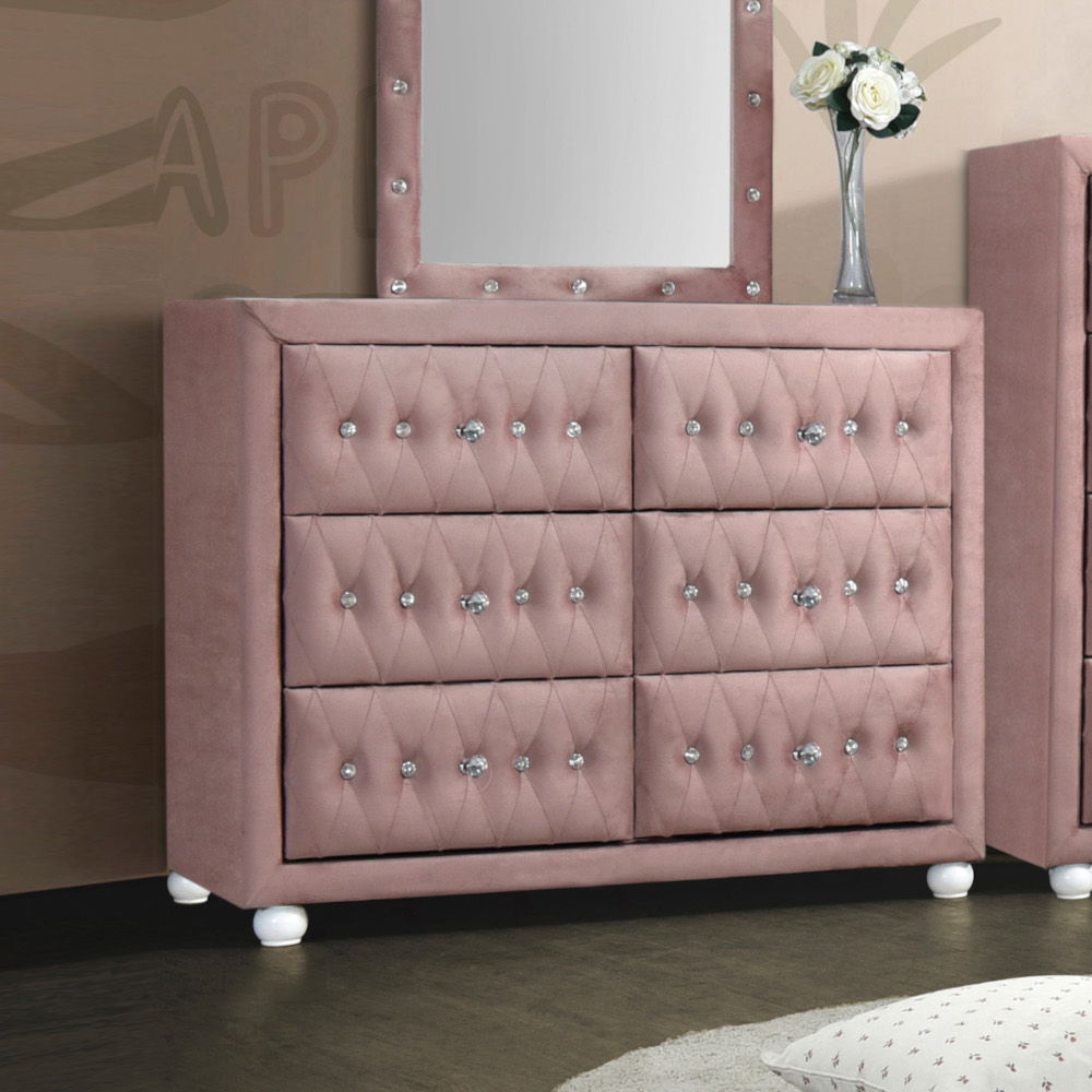 ACME Reggie - Dresser - Pink Fabric | Meri Furniture