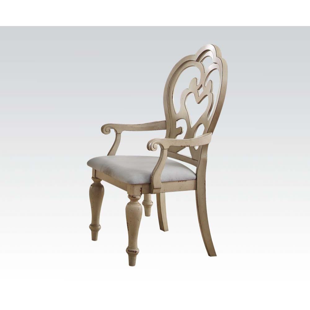 ACME Abelin - Chair (Set of 2) - Fabric & Antique White | Meri Furniture