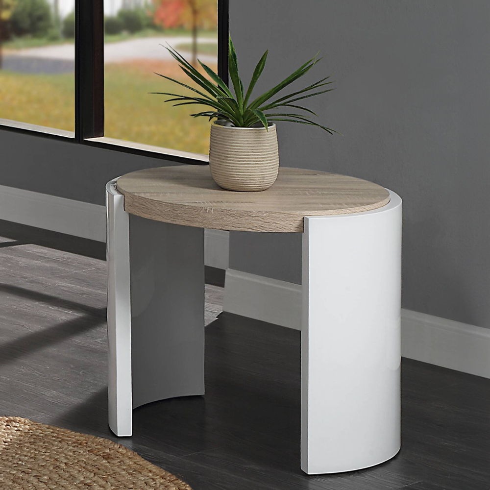 ACME Zoma - End Table - Oak & White High | Meri Furniture