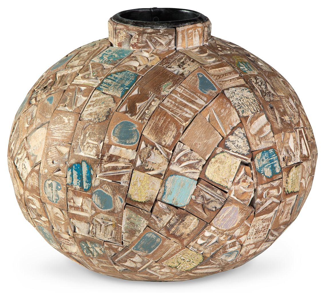 Signature Design by Ashley® Meltland - Natural / Black - Vase - Round | Meri Furniture