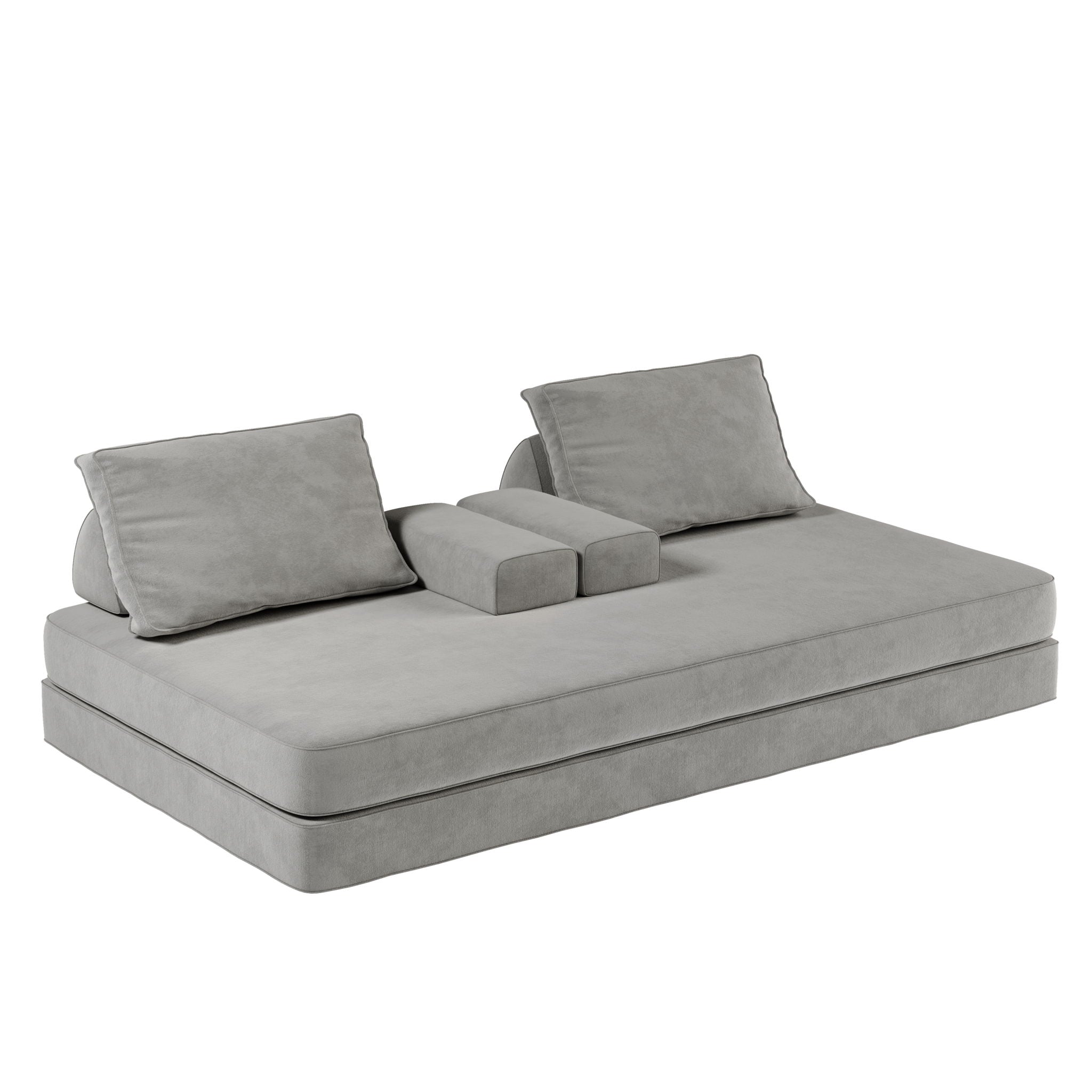 Multifunctional Convertible Sofa Bed With 2 Tumbler Backrests And 2 Pillows, Deep Seat Couch