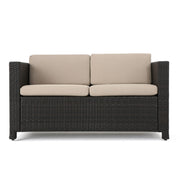 Puerta - Loveseat Outdoor Seating With Water Resistant Cushions - Dark Brown