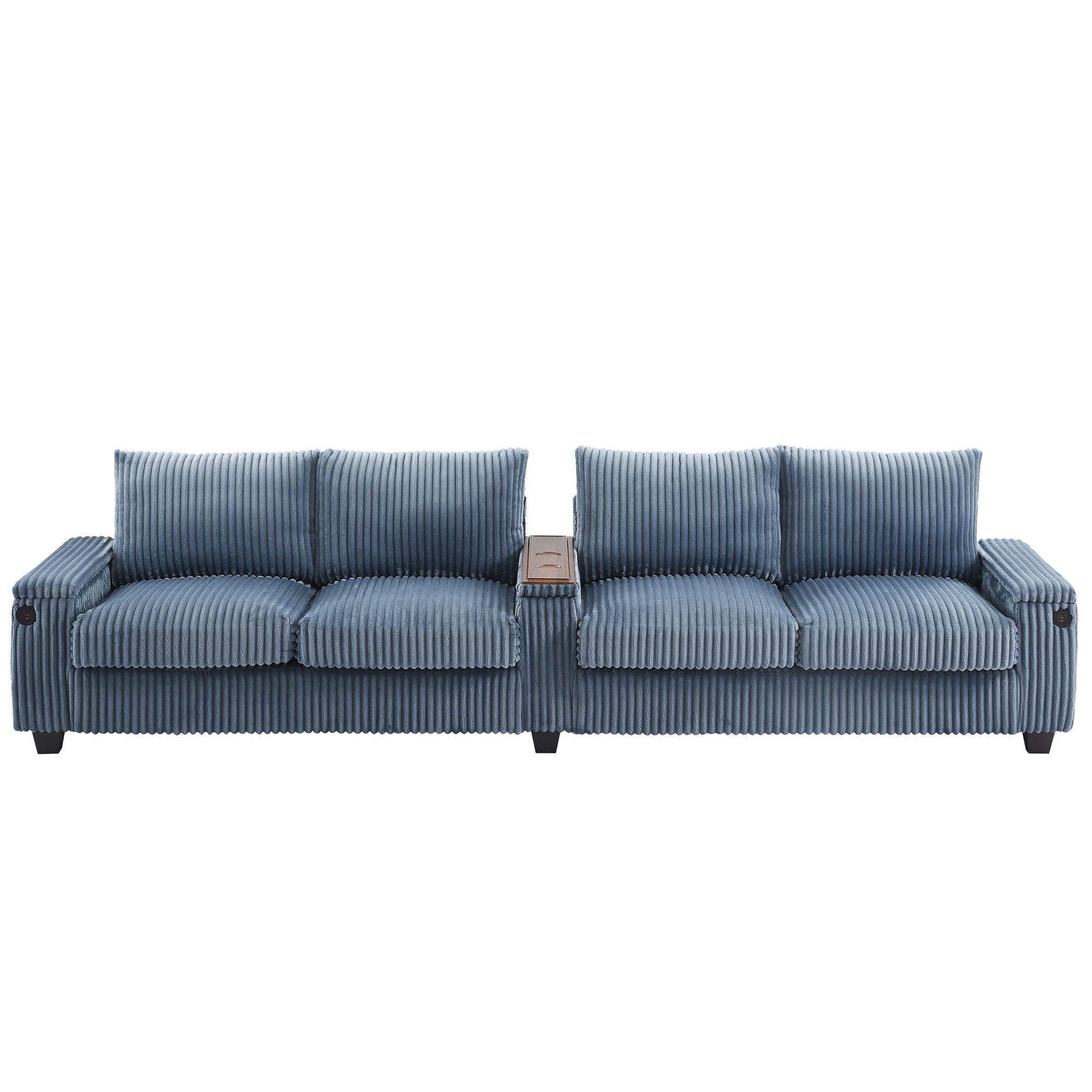 Modern 4 Seater Corduroy Sofa Couch With USB Ports And Hidden Storage
