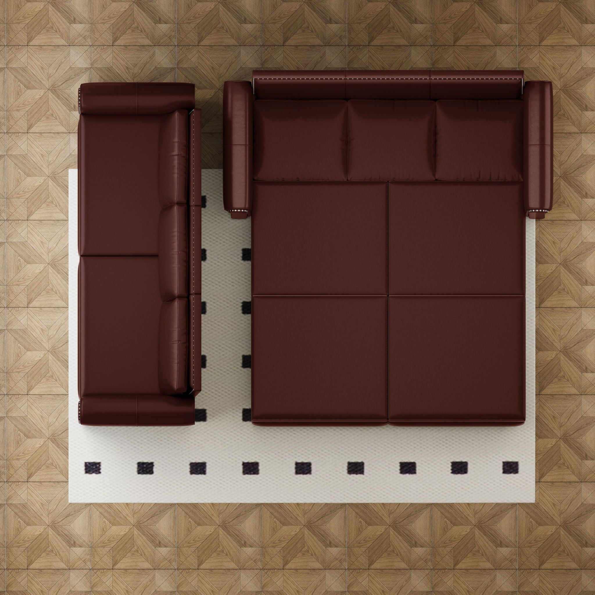 3 In 1 Convertible Sleeper Sofa With Nailhead Trim & Rolled Arm