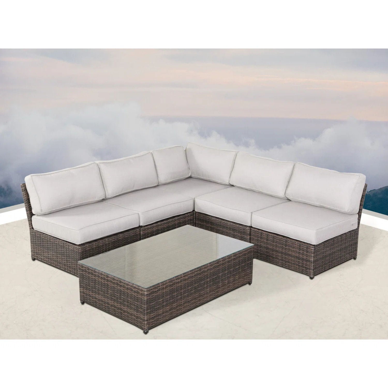 Comfortable Modern Patio Rattan Sectional Set With Cushions