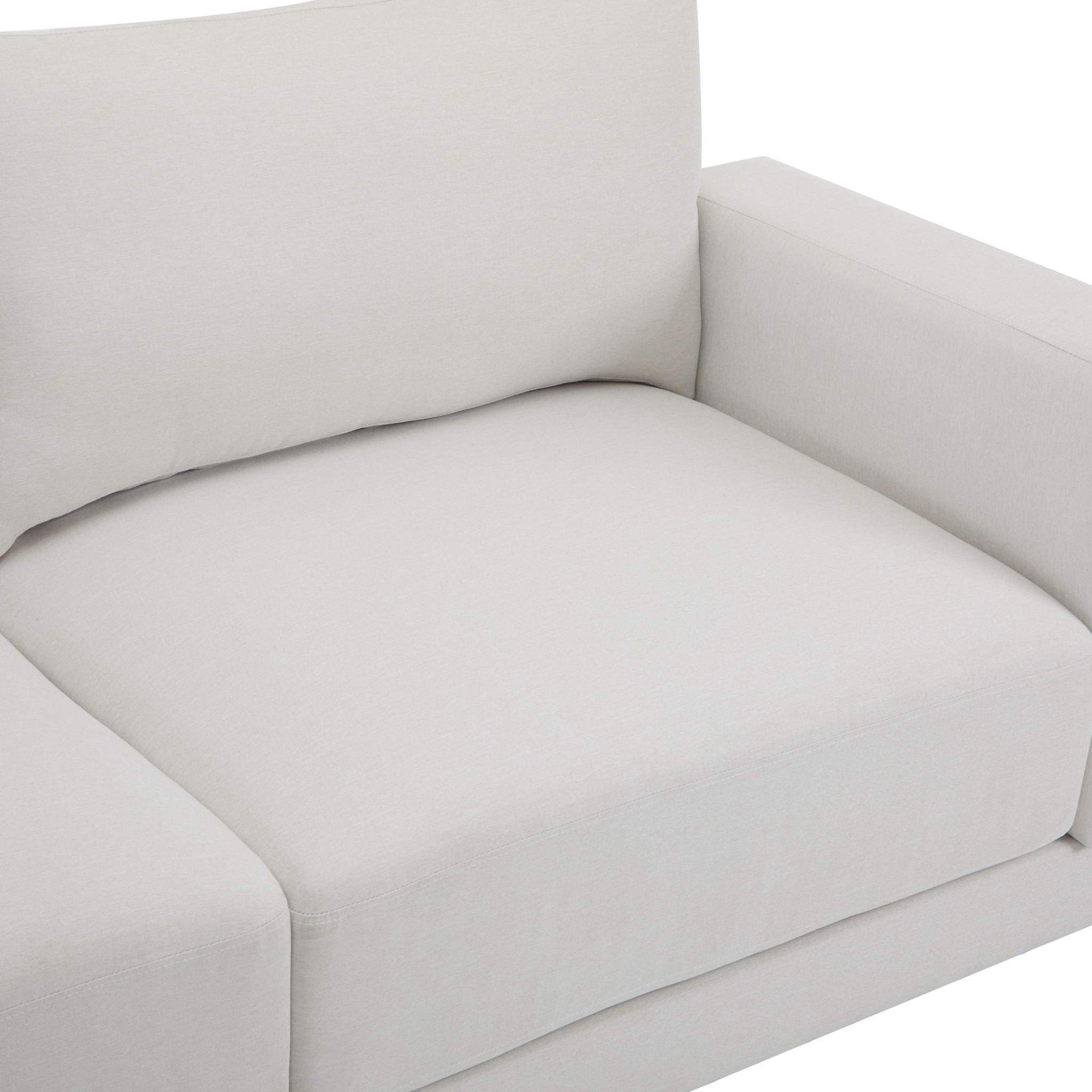 Modern Square Arm Sofa With Soft Fabric Upholstery, Deep Cushions