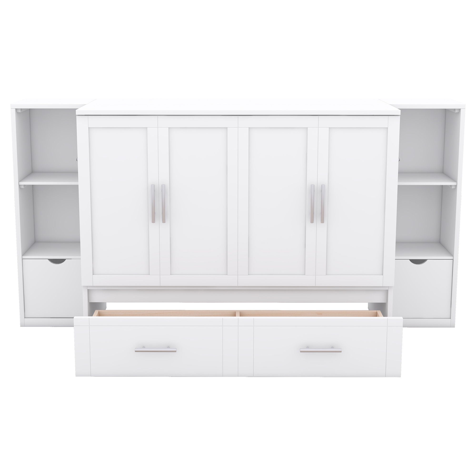 Murphy Bed With Shelves, Drawers And USB Ports