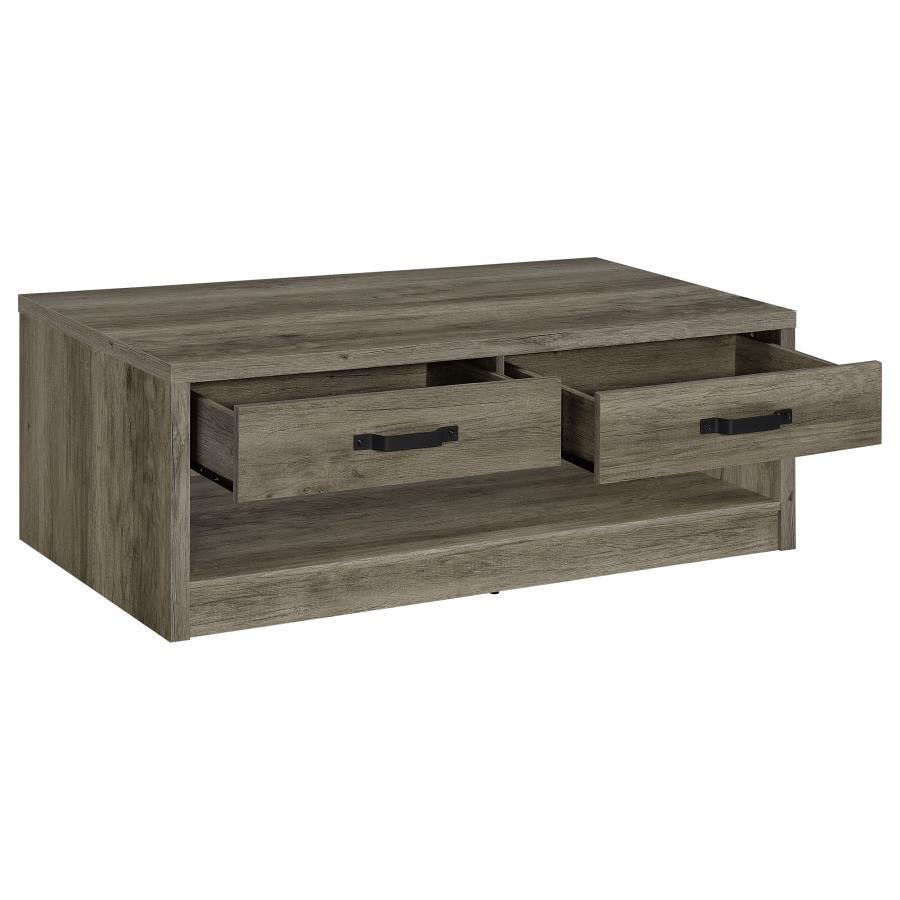 Coaster Fine Furniture Felix - 2-Drawer Engineered Wood Coffee Table - Gray Driftwood | Meri Furniture