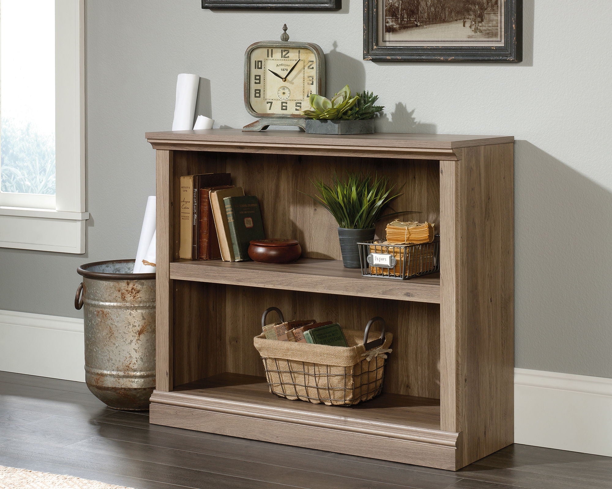 2-Shelf Bookcase Salt Oak