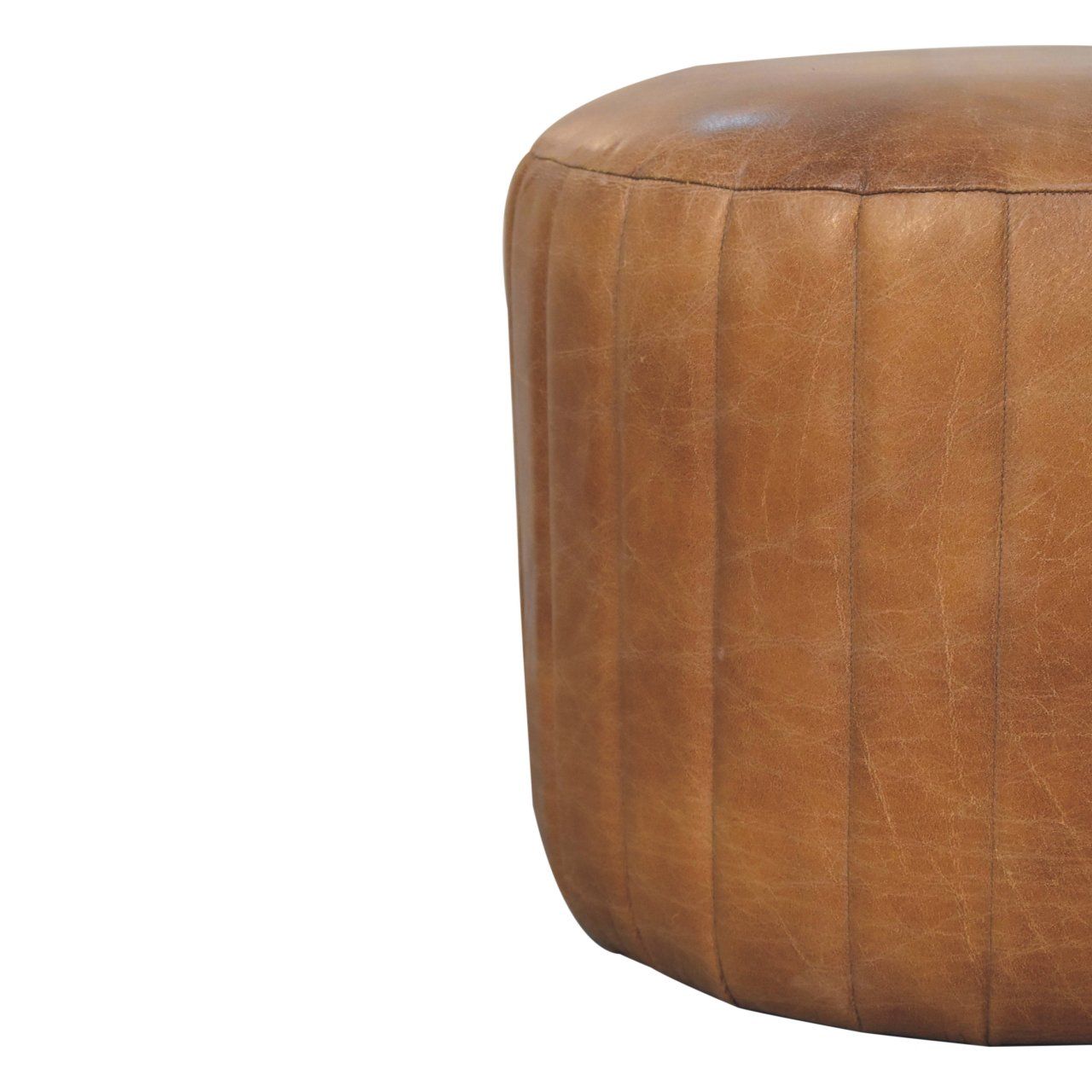 Buffalo - Leather Boucle Footstool - Brown