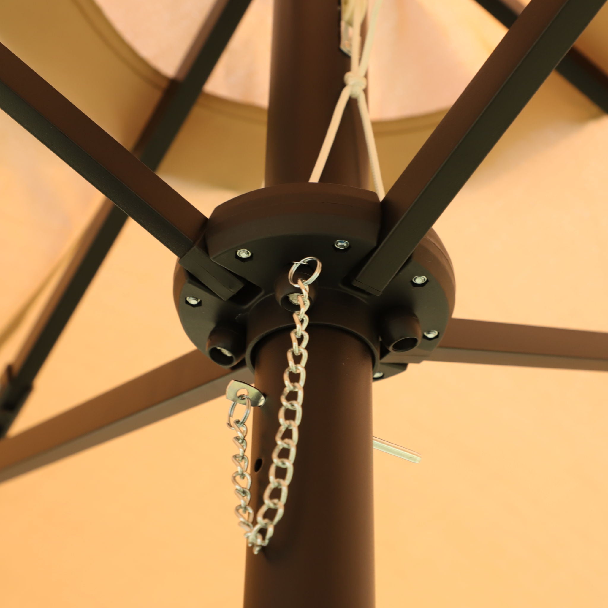 Double- Sided Outdoor Market Umbrella With Lights And Base