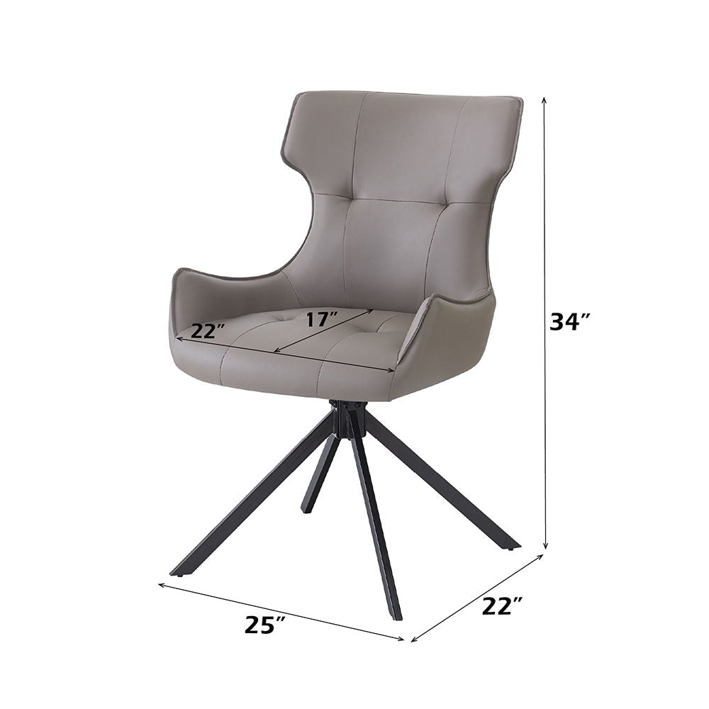 Damita - Camel Synthetic Leather Side Chair With Swivel Set of 2) - Gray & Black Finsh