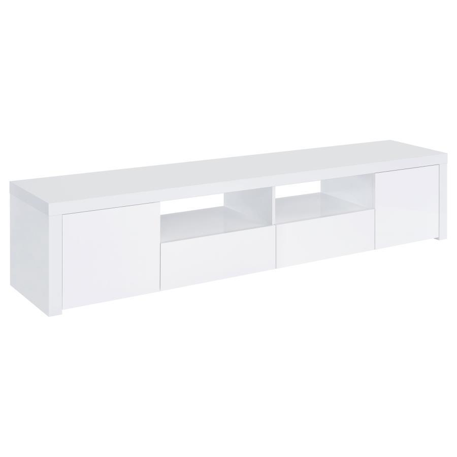 Coaster Fine Furniture Jude - 2 Door Engineered Wood TV Stand - High Gloss White | Meri Furniture