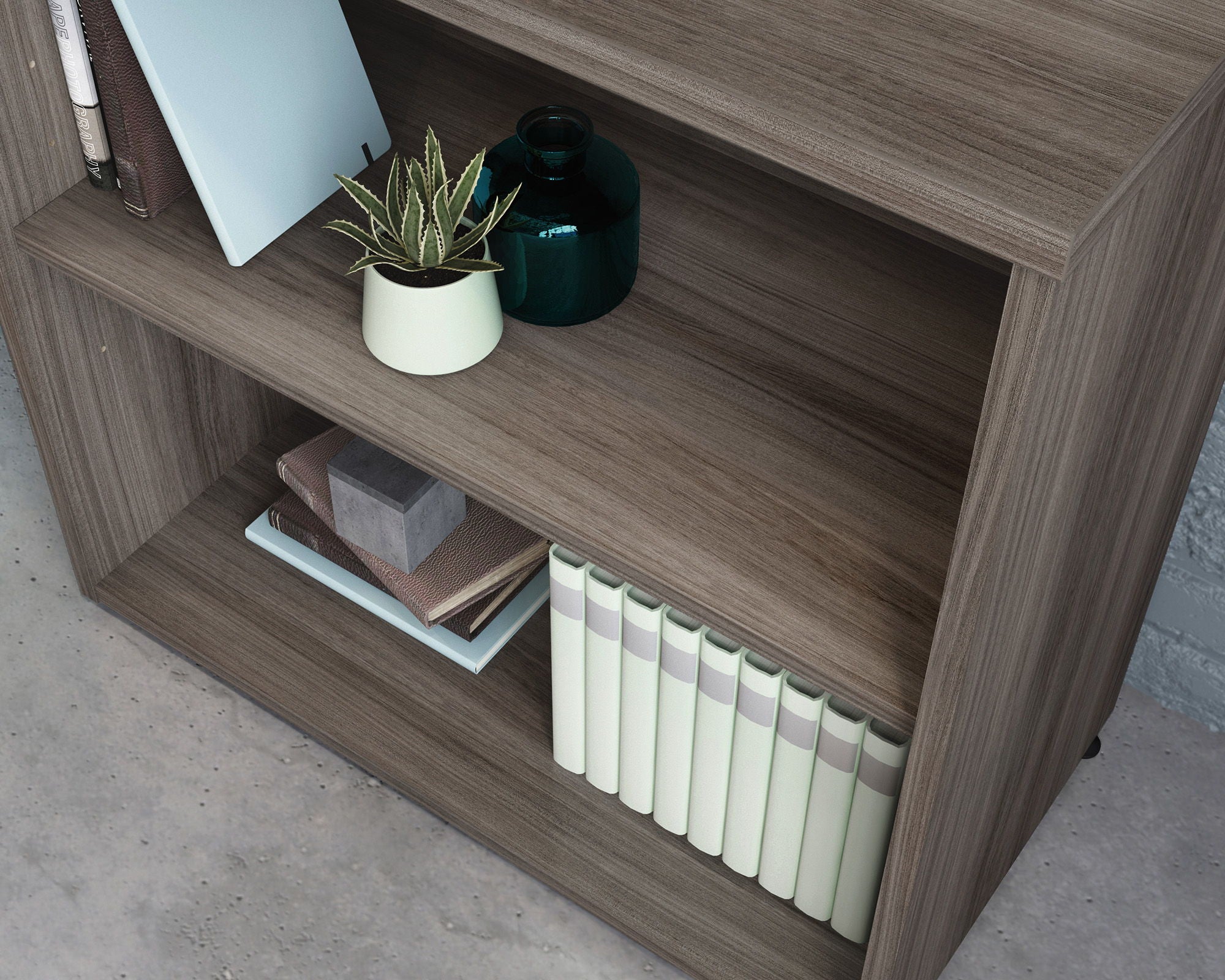 2-Shelf Commercial Bookcase in Hudson Elm