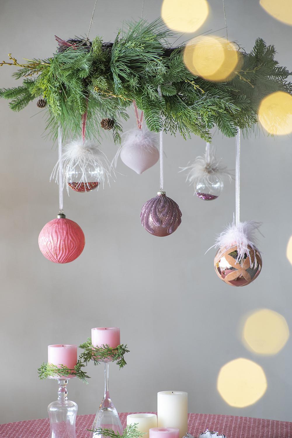 Christmas Ball Ornaments, Glass Decorative Hanging Ball Christmas Tree Ornaments For Holiday Party Decorations (Set of 6) - Pink