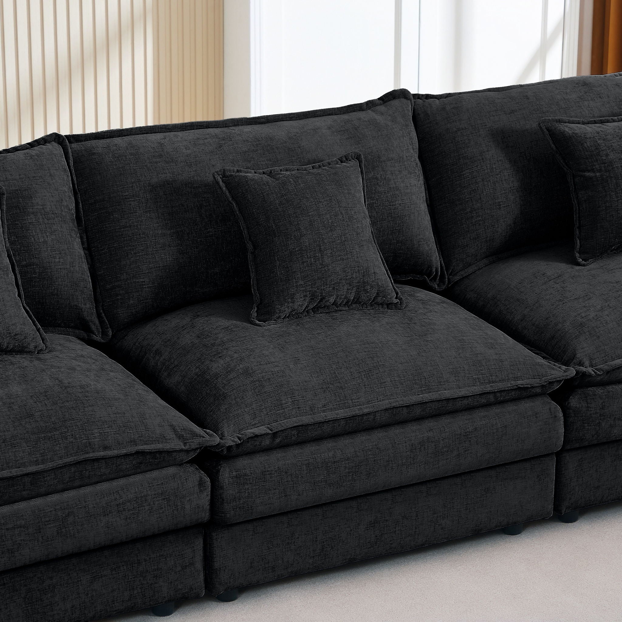 Modular L-Shaped Sectional Sofa With Movable Ottoman