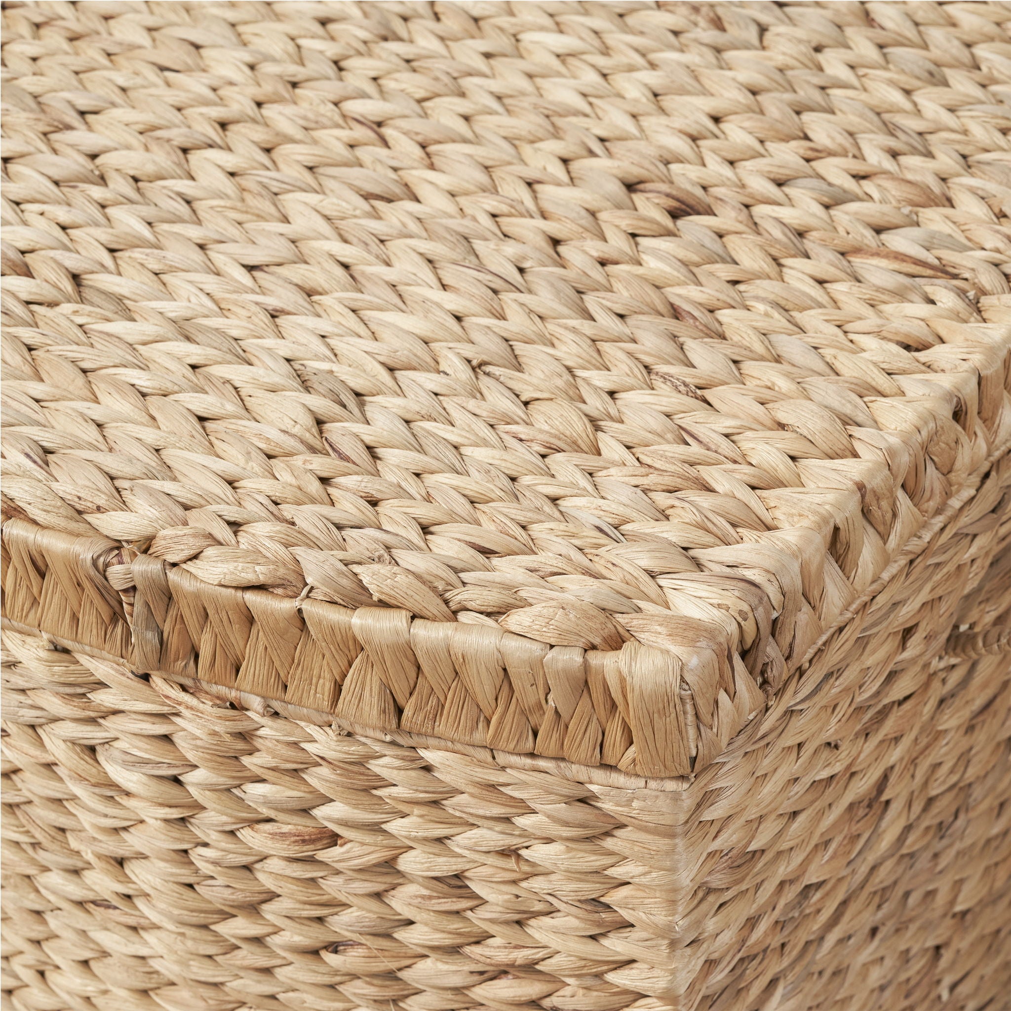 Rectangular Curve Water Hyacinth Woven Wicker Trunk With Handles For Clothes Toys Magazines And Book Storage - Natural / Light Brown