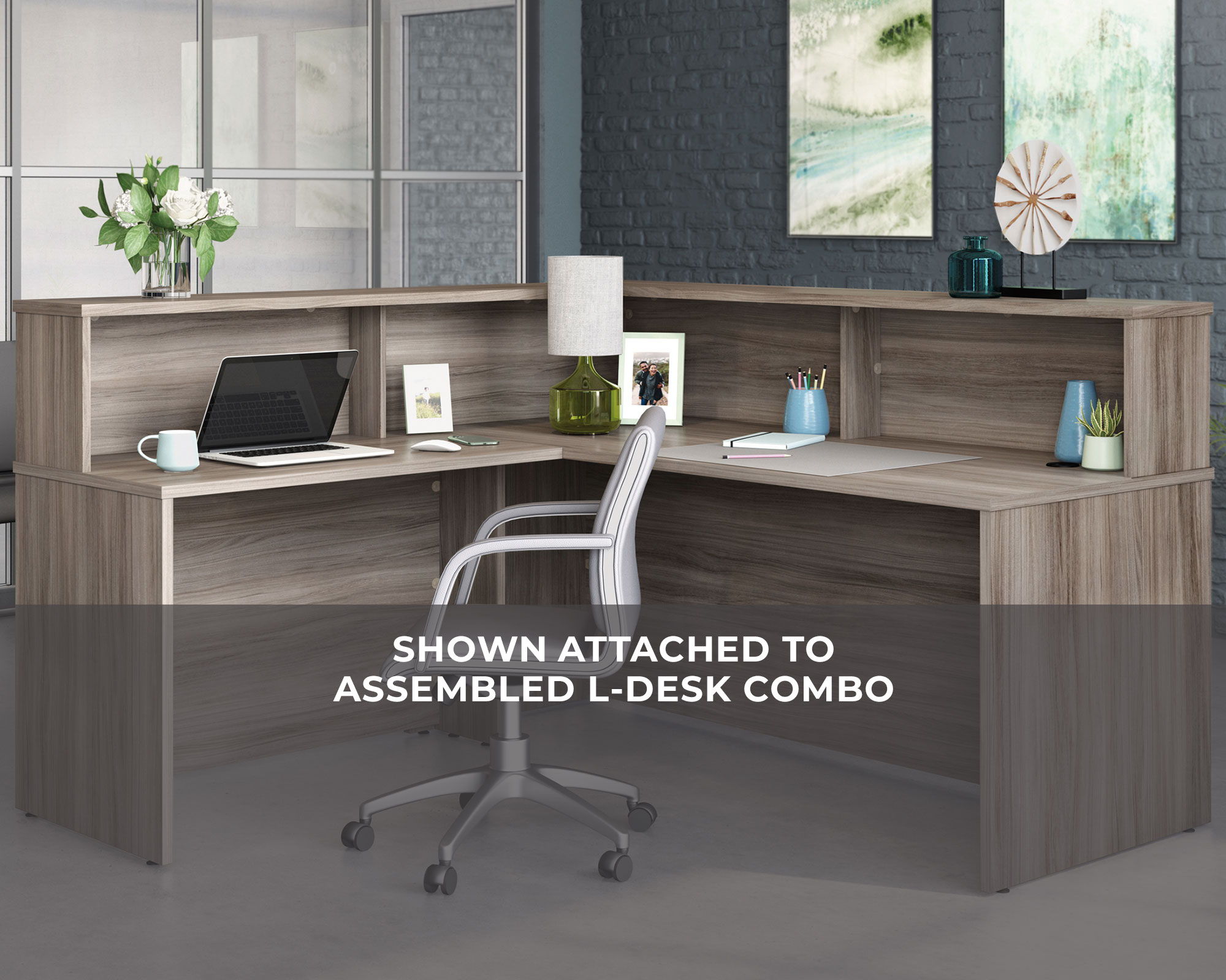 Reception Desktop Hutch in Hudson Elm