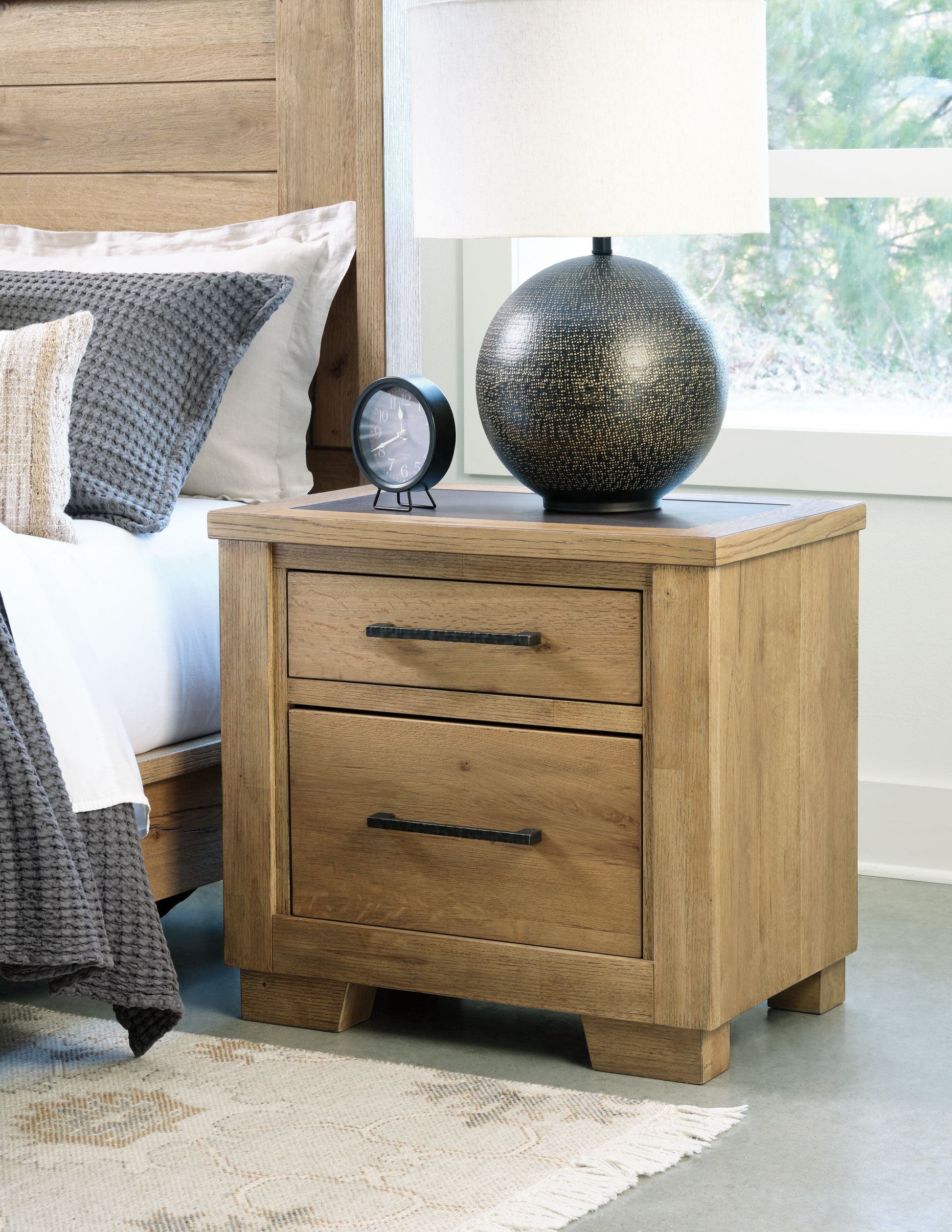 Signature Design by Ashley® Galliden - Light Brown - Two Drawer Night Stand | Meri Furniture