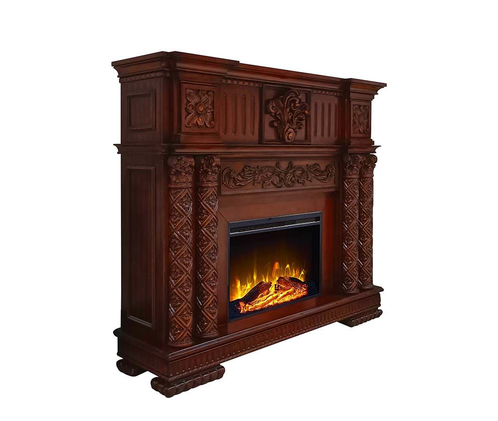 ACME Classy meets functional in this Vendom fireplace. This unit's classic look, features realistic flame and amber effects to create the perfect cozy night in. | Meri Furniture