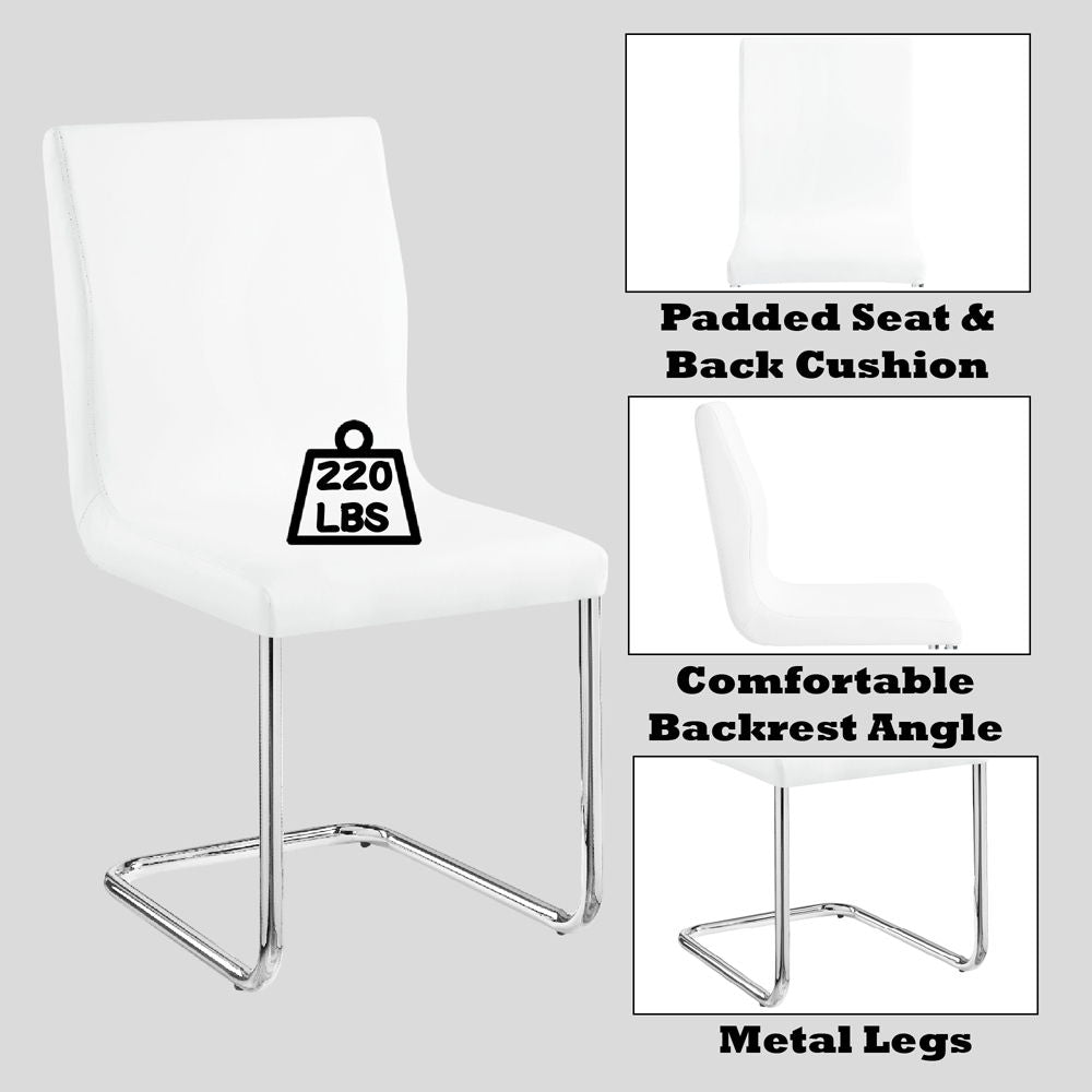 Palton - Side Chair Set of 2) - White Synthetic Leather & Chrome