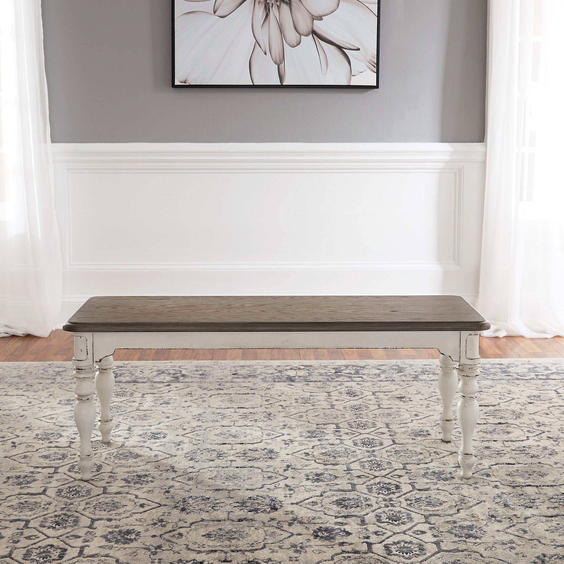 Liberty Furniture Magnolia Manor - Dining Bench - White | Meri Furniture