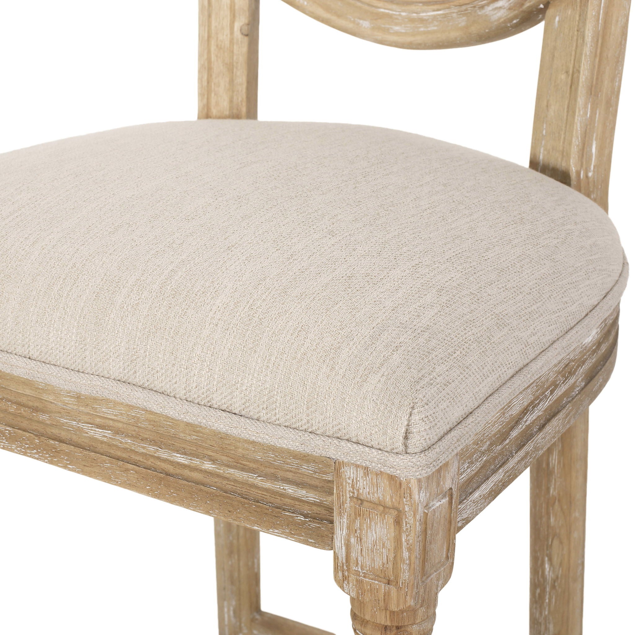 Country Chic Bar Stools (Set of 2) With Rattan Backrest And Upholstered Seat - Beige / Natural