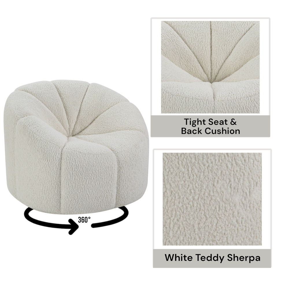 Osmash - Chair With Swivel - White Teddy Sherpa