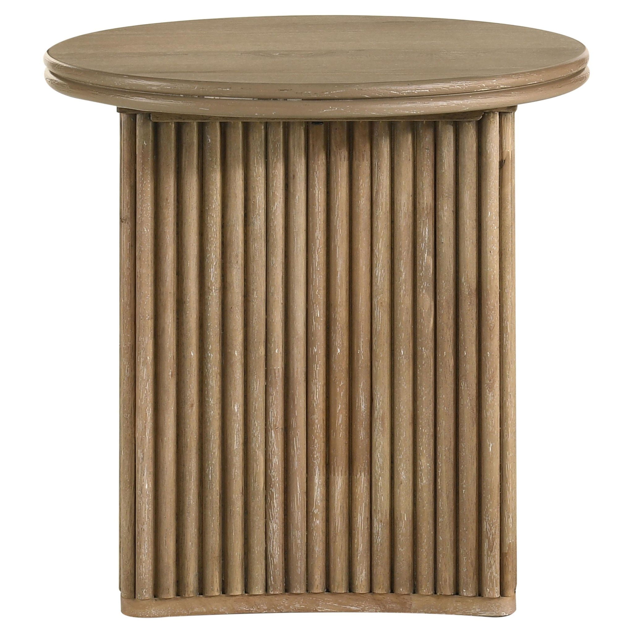 Adina 3-piece Round Coffee Table Set Distressed Light Brown