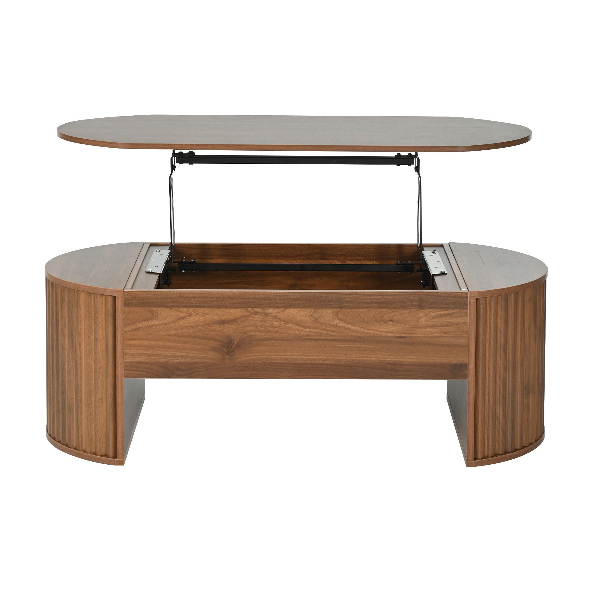Lift Top Coffee Table With Hidden Compartment, Modern Oval Lift Tabletop For Home Living Room