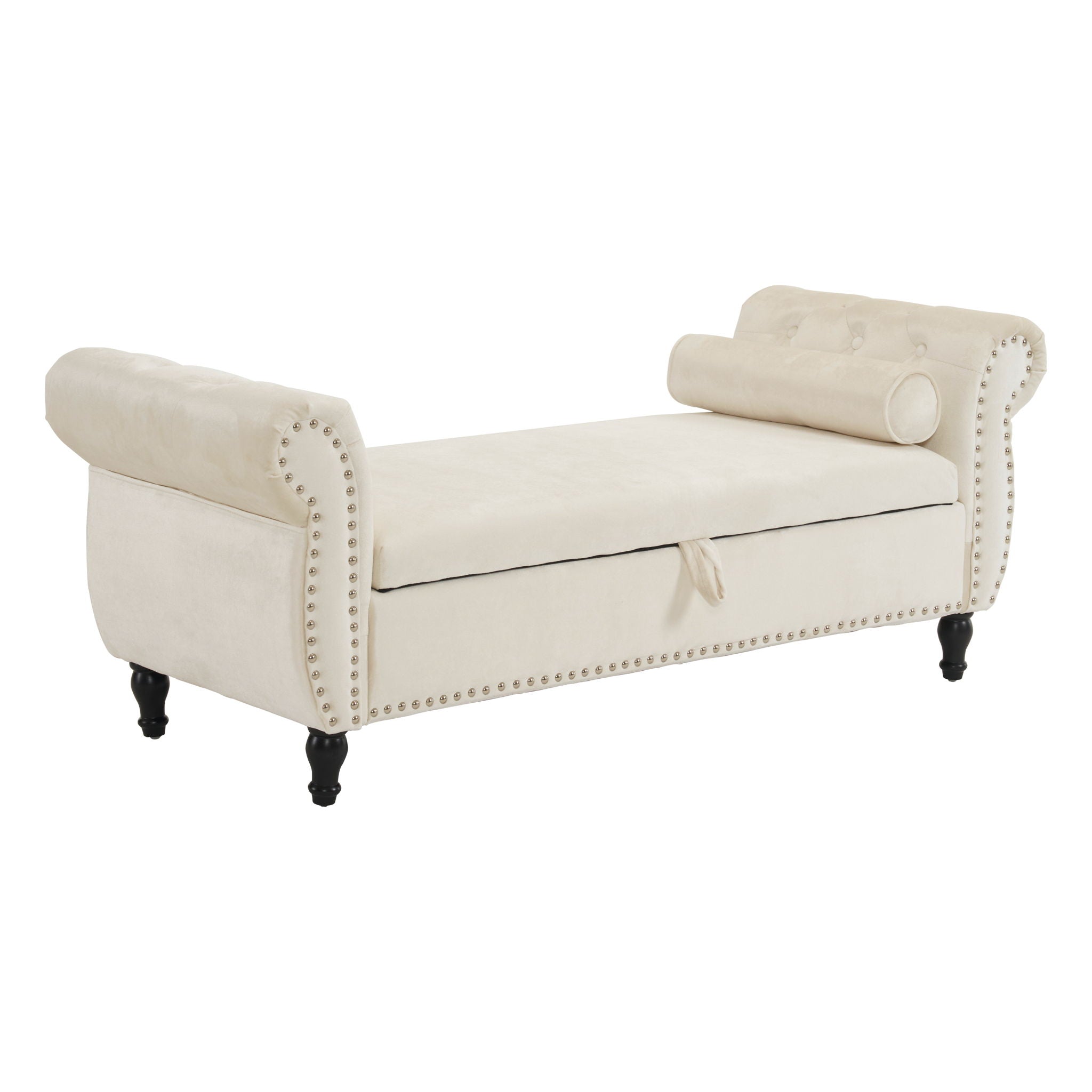Luxurious Velvet Multifunctional Storage Ottoman Bench With Pillow