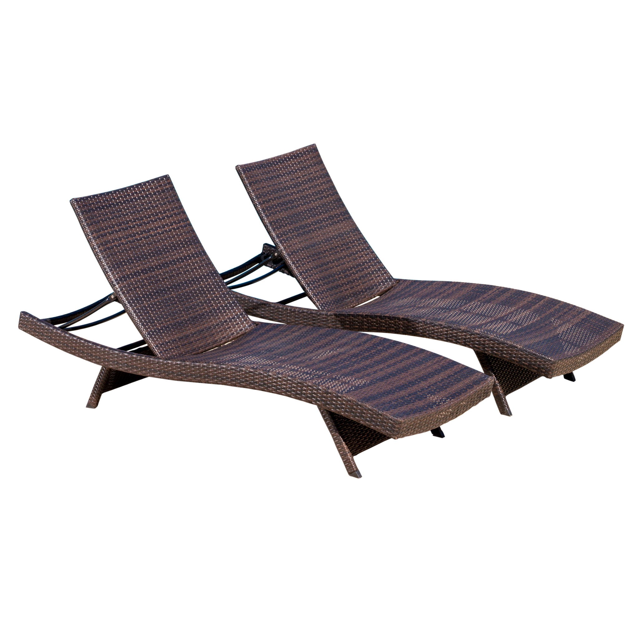 Salem - Wicker Chaise Lounge Adjustable Rattan Outdoor Chair Set - Brown Multi