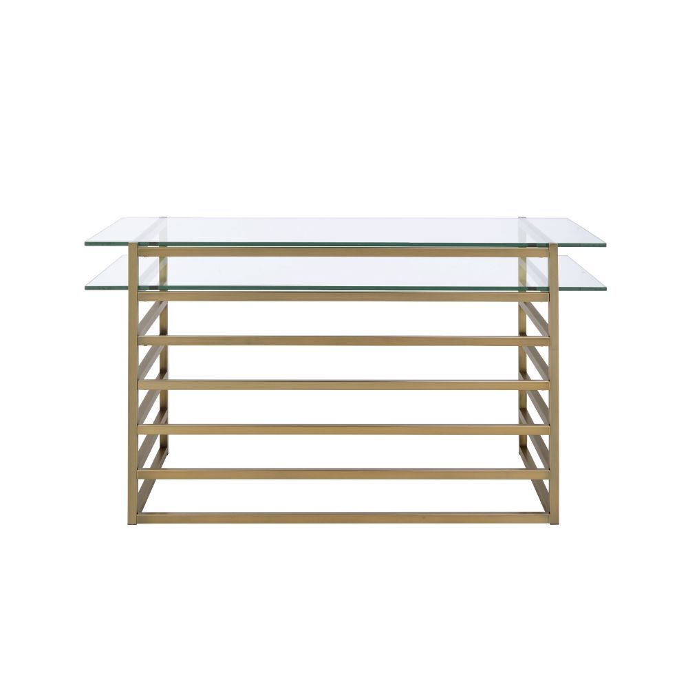 ACME Shona - Desk - Antique Gold & Clear Glass | Meri Furniture