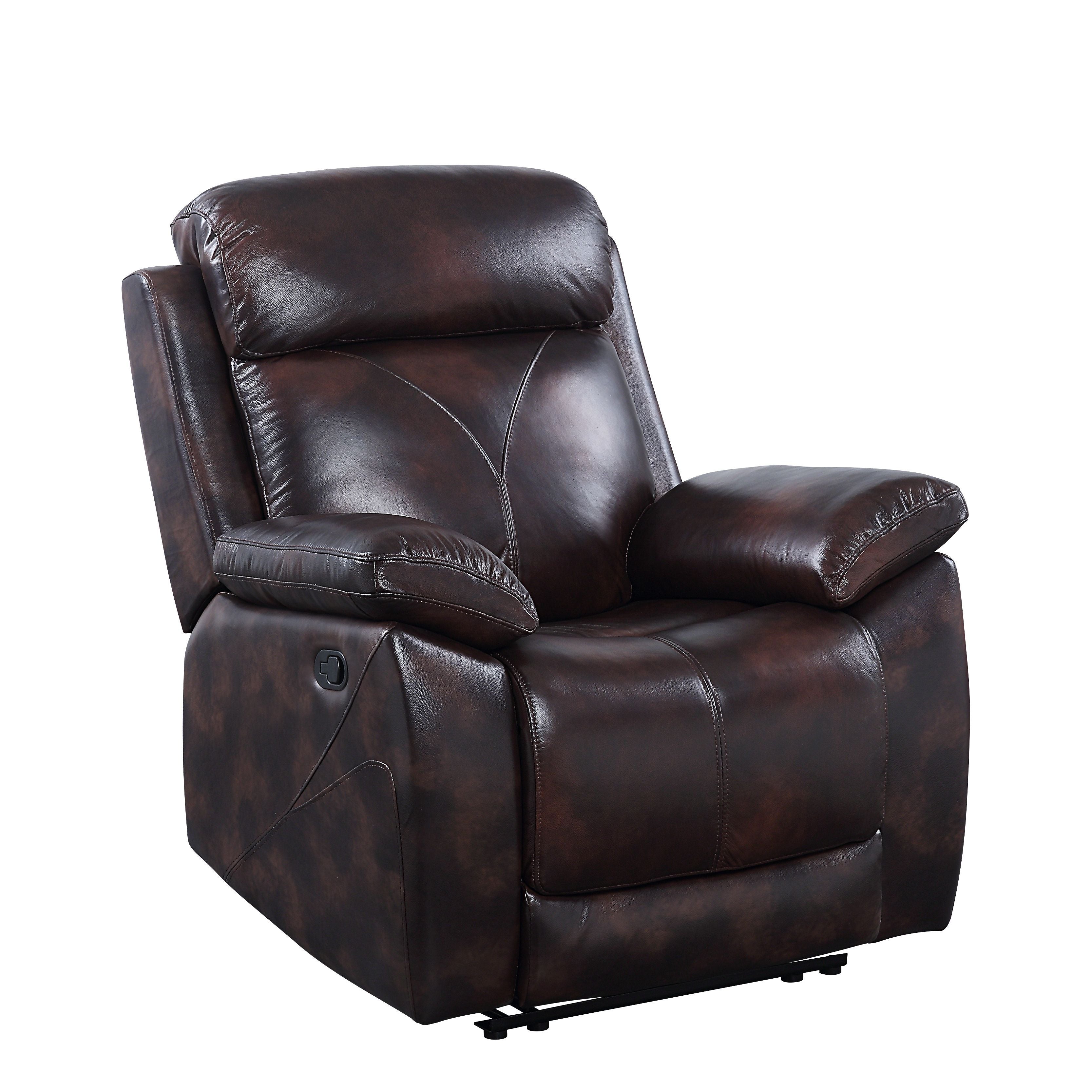 ACME Perfiel - Recliner - 2 Tone Dark Brown Top Grain Leather | Meri Furniture