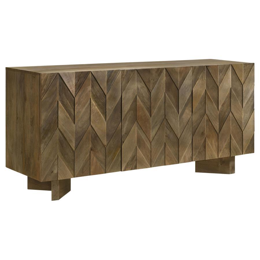 Coaster Fine Furniture Tyler - 3 Door Solid Wood Sideboard Buffet Cabinet - Mango Brown | Meri Furniture