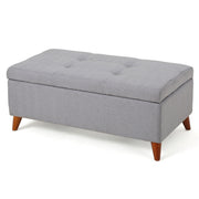 Kinetics - Upholstered Storage Ottoman With Lift-Top And Button Tufted Seat - Light Gray