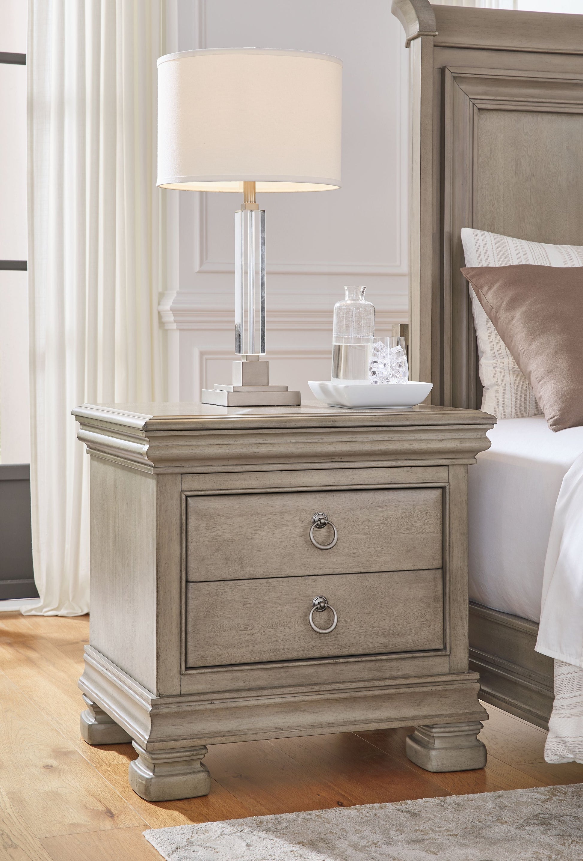 Signature Design by Ashley® Lexorne - Gray - Three Drawer Night Stand | Meri Furniture