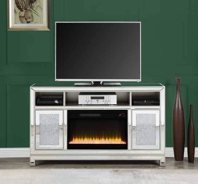 ACME Noralie - TV Stand - Mirrored & Faux Diamonds | Meri Furniture