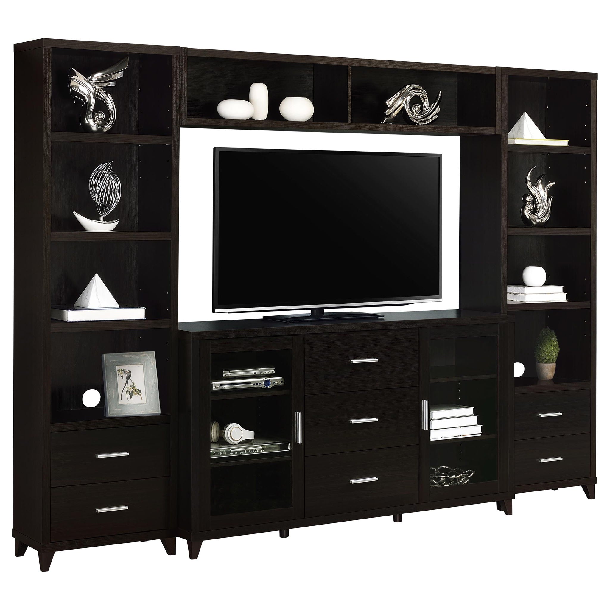 Barnaby - 4 Piece Rectangular Entertainment Center - Cappuccino