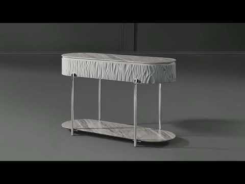 Yukino - End Table - Gray High Gloss & Chrome