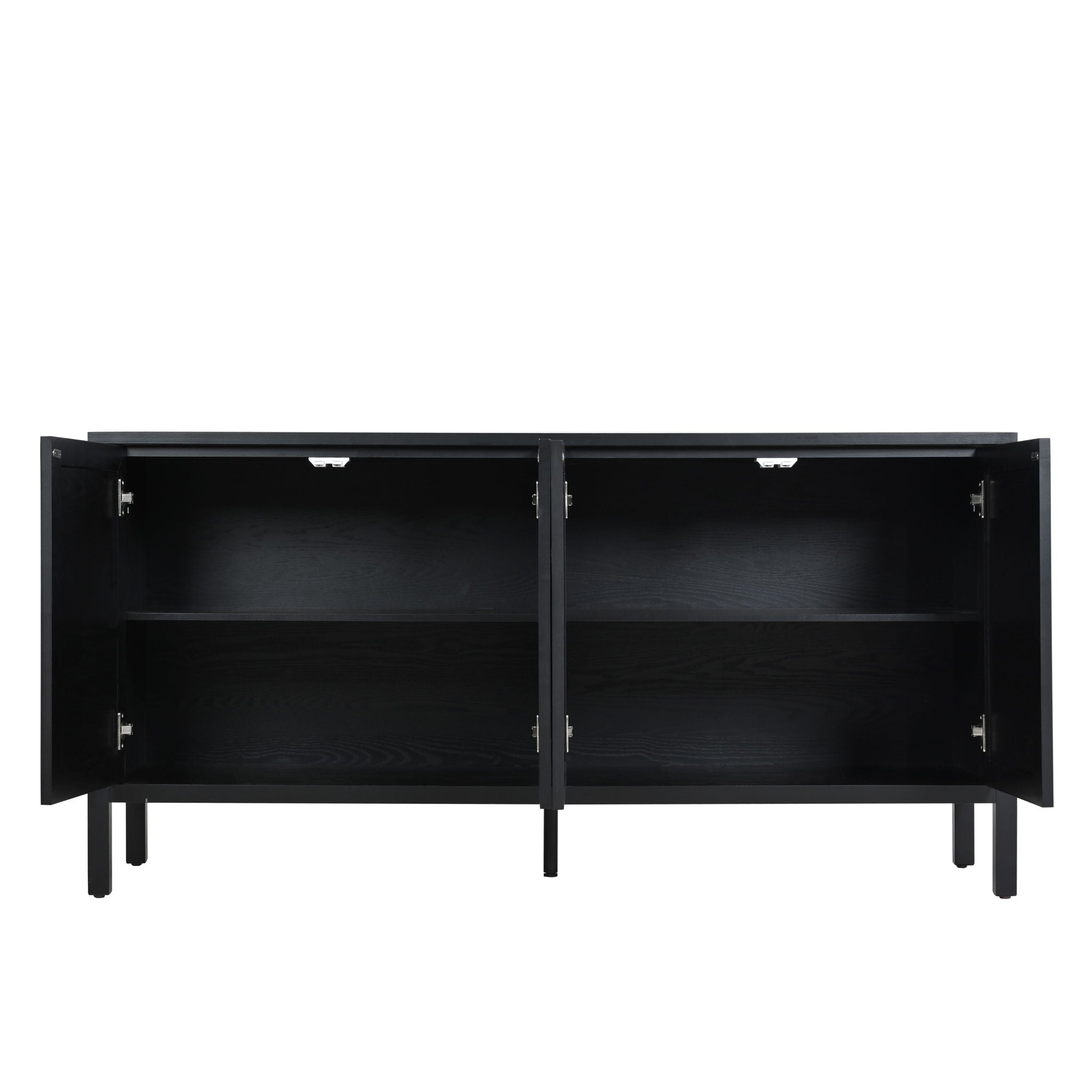 Stylish Storage Cabinet Sideboard With Unique Geometric Circle Door Design - Black