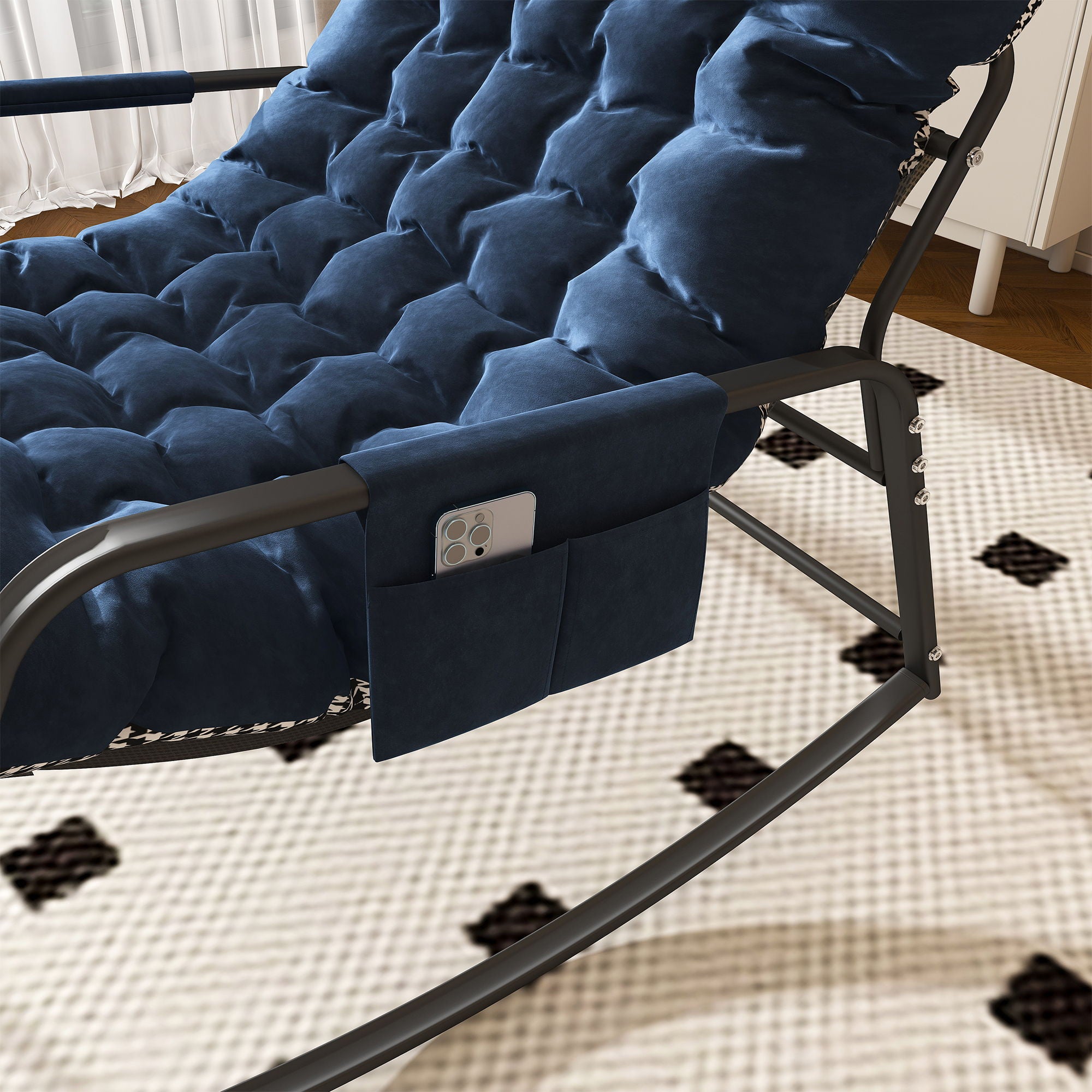 Rocking Chair With Storage, Cushions & Armrests