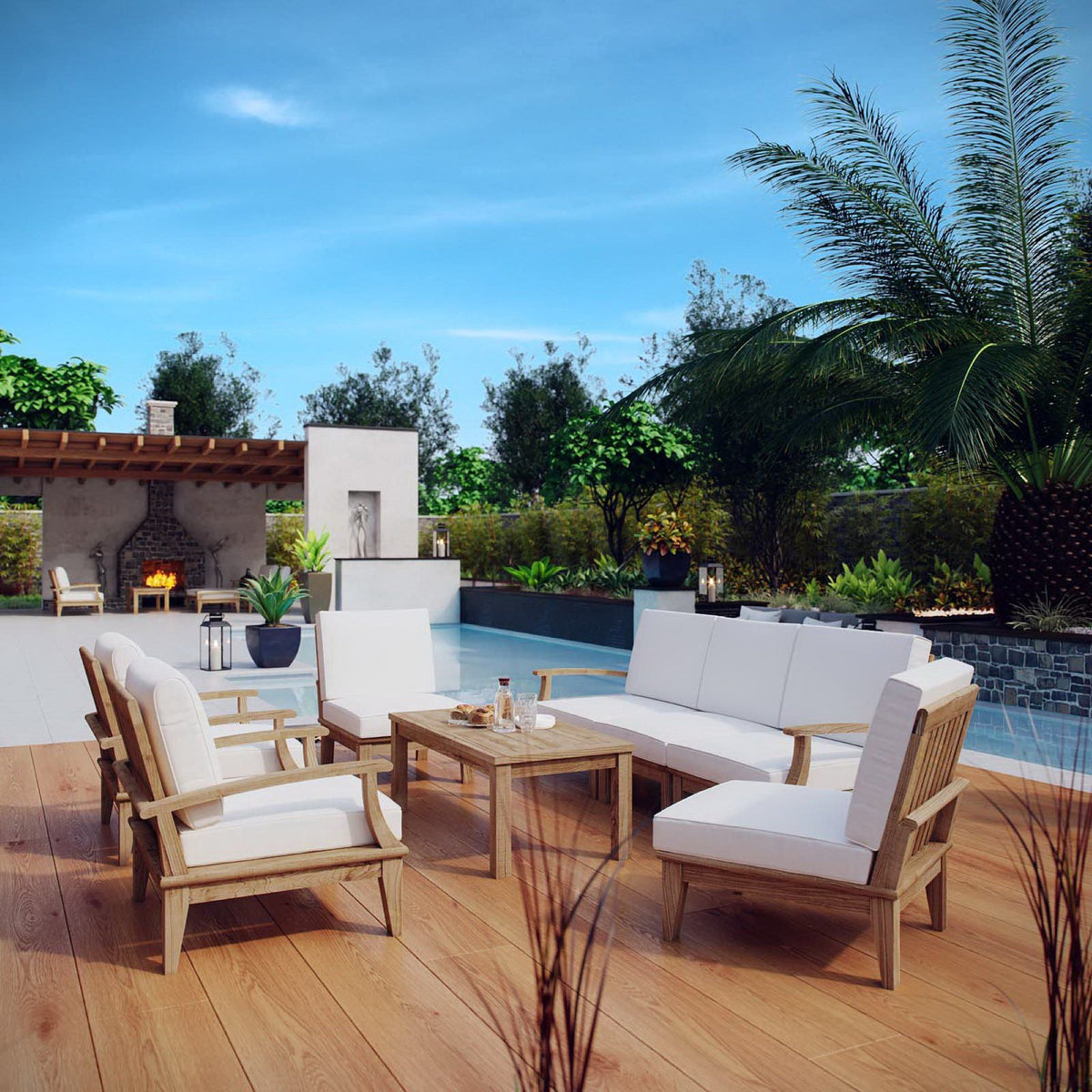 Marina 8 Piece Outdoor Patio Teak Set by Modway